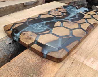Honeycomb Hexagonal Cut Epoxy Coffee Table, Living Room Coffee Table, Handmade Furniture