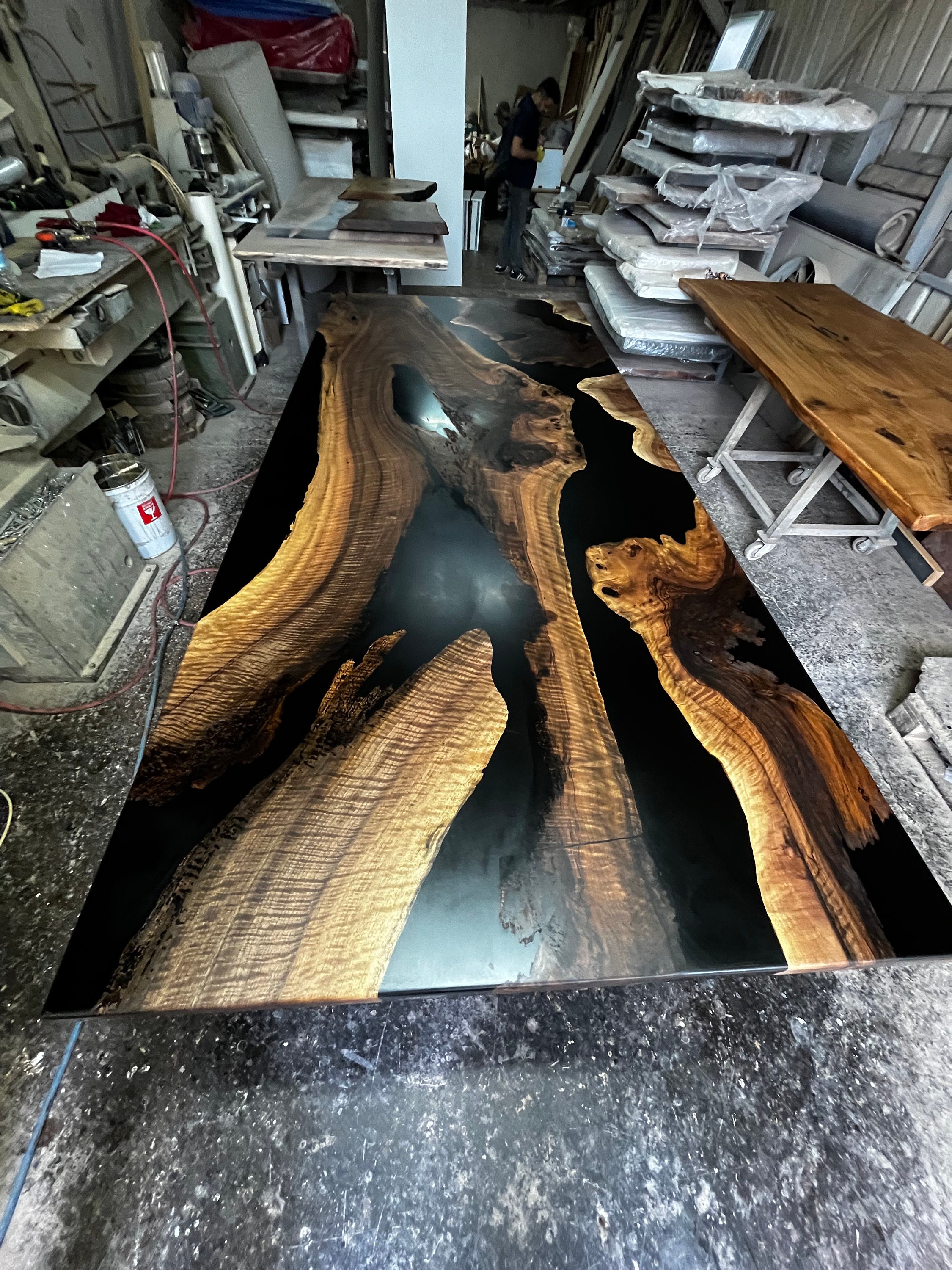 Black Epoxy Dining Table, Dining Room Table, Epoxy Kitchen Table ...