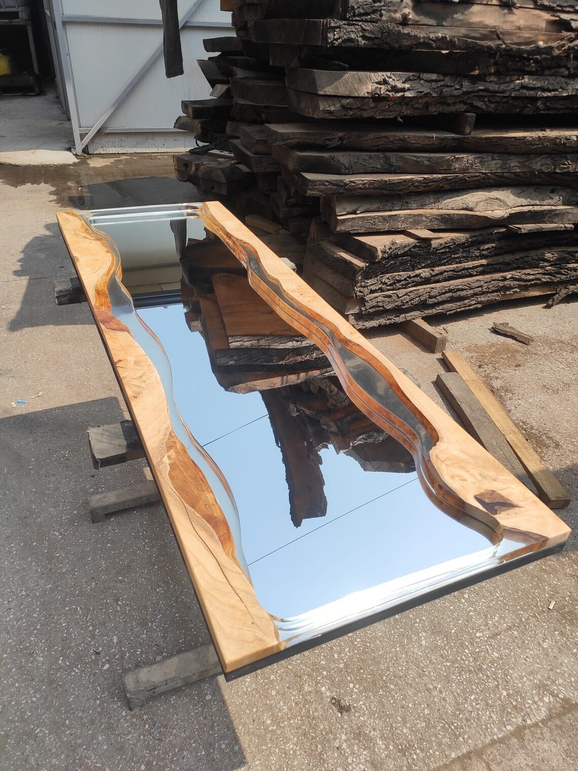 Epoxy Wall Mirror, Live Edge Wood Mirror, Wall Mirror, Live Edge Mirror