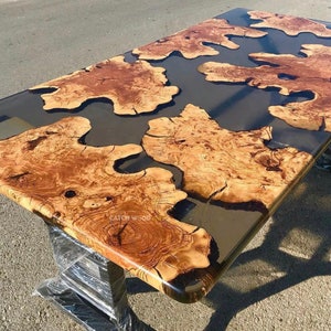 Living room table, Smoke epoxy dining table, Olive wood table, Dining room table, Epoxy dining table