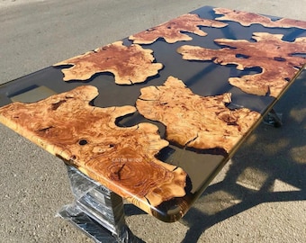 Living room table, Smoke epoxy dining table, Olive wood table, Dining room table, Epoxy dining table