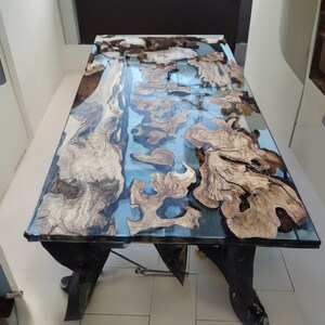 Epoxy Olive Kitchen Dining Table, Dining Room Furniture,  Live Edge Wooden Table , Epoxy Resin River Table, Natural Wood