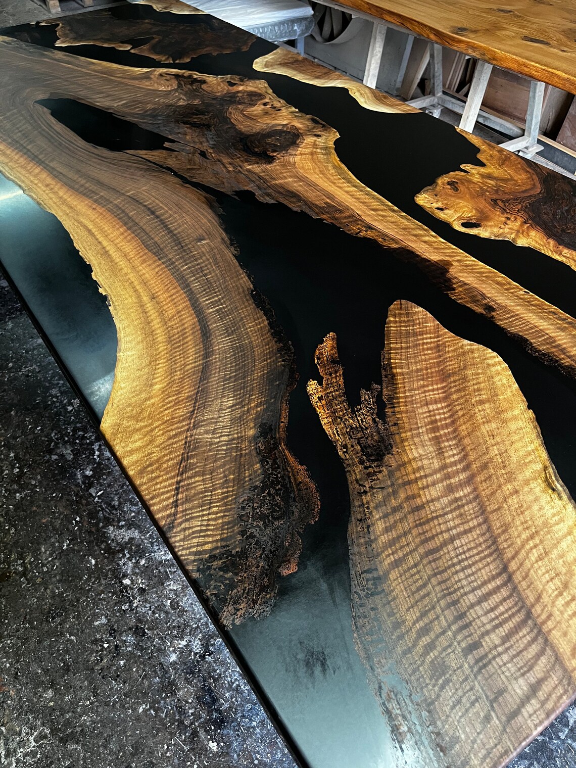 Black Epoxy Dining Table, Dining Room Table, Epoxy Kitchen Table