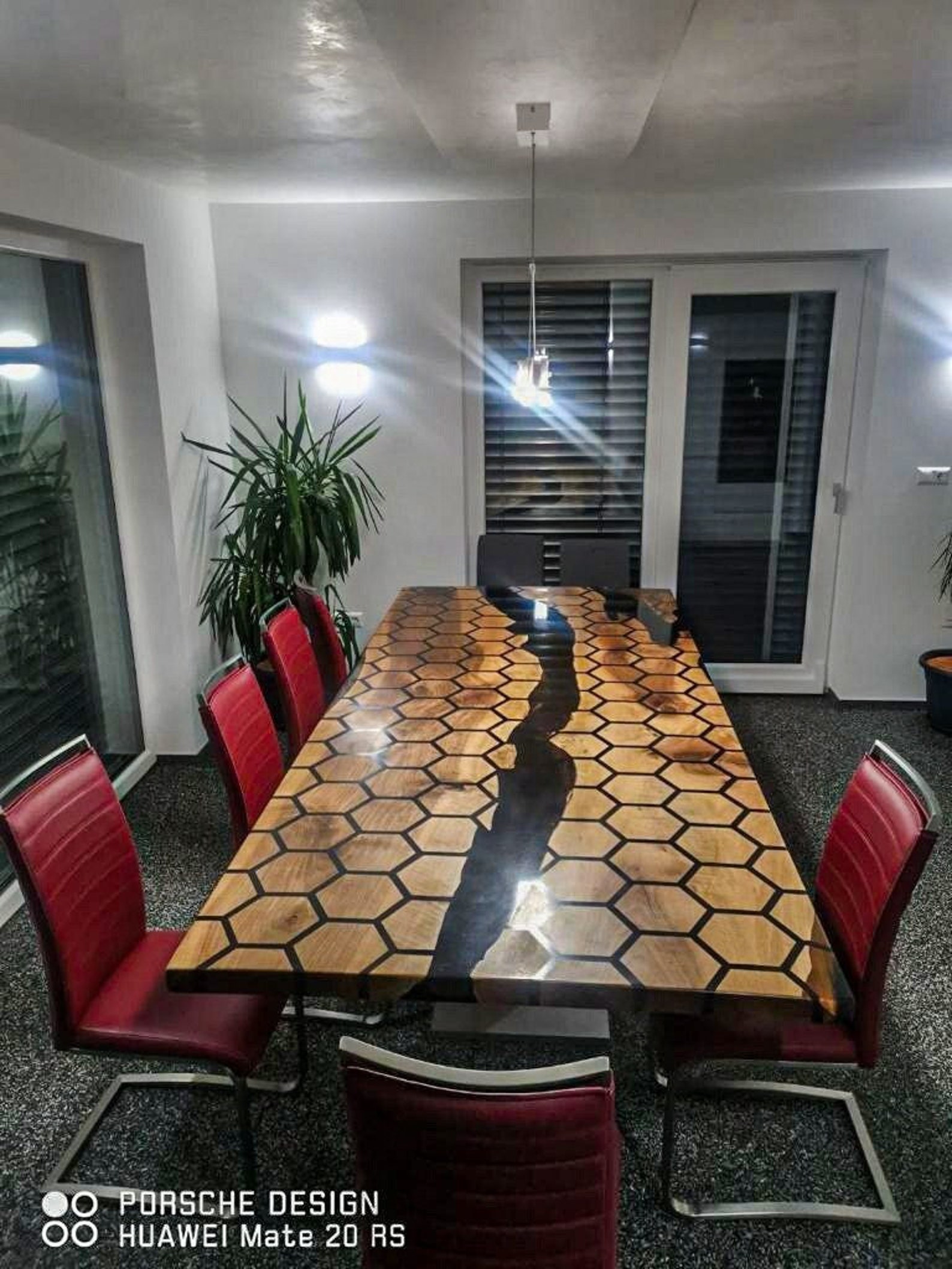 Dining Room Epoxy Resin Table, Special Walnut Dining Table, Honeycomb ...