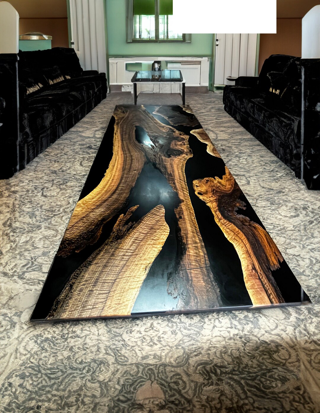 Black Epoxy Dining Table, Dining Room Table, Epoxy Kitchen Table