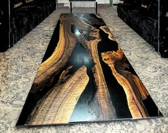 Black Epoxy Dining Table, Dining Room Table, Epoxy Kitchen Table, Custom Epoxy Dining Room Table