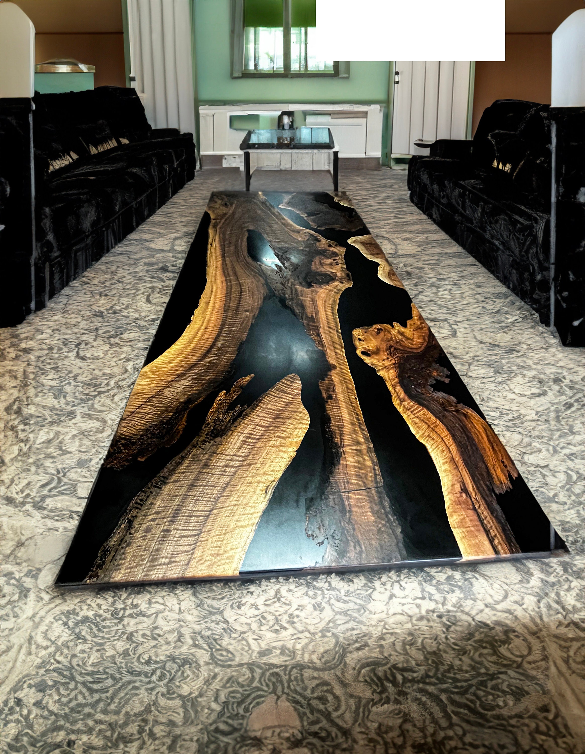 Black Epoxy Dining Table, Dining Room Table, Epoxy Kitchen Table ...