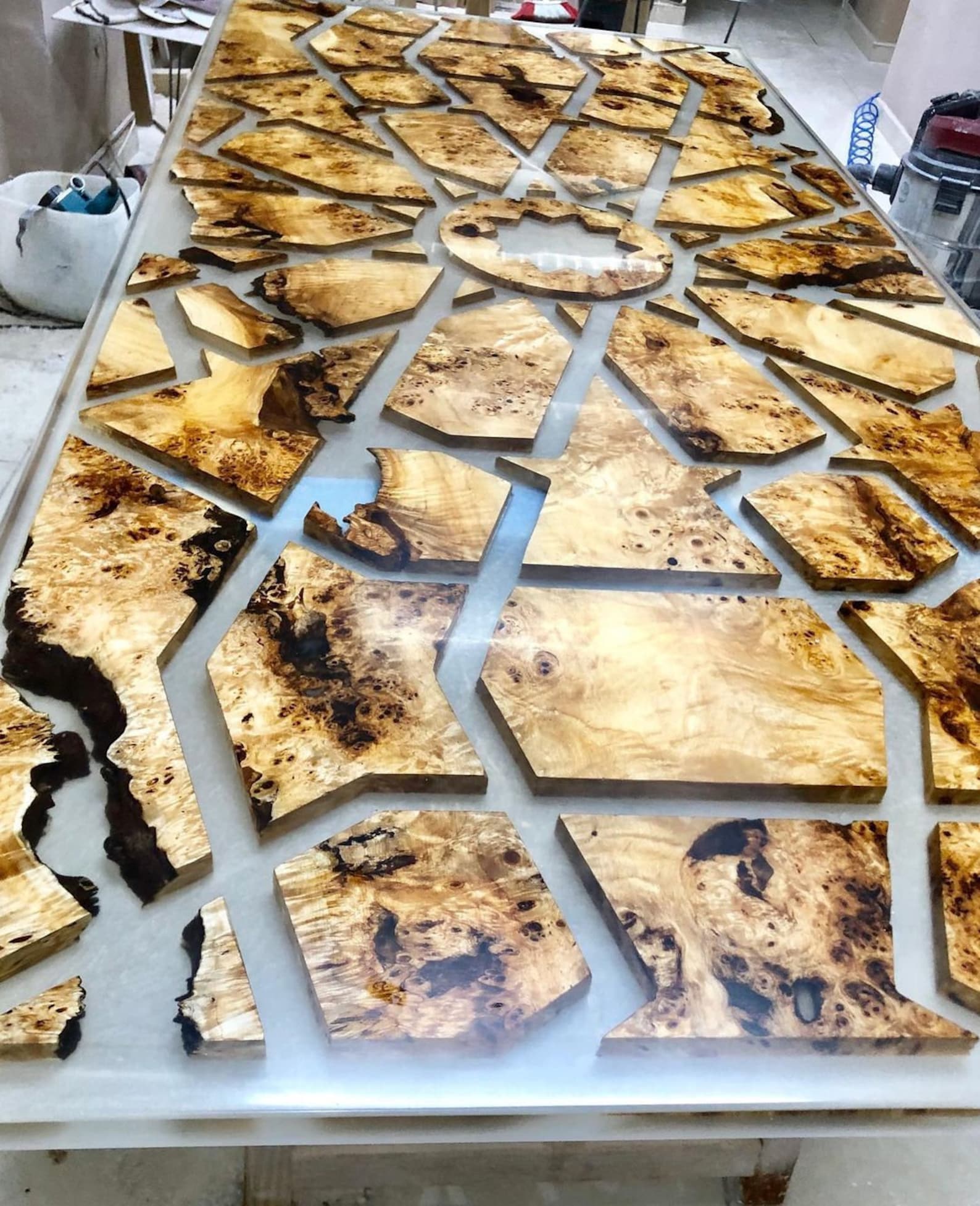 Epoxy Patterned Dining Table, Home Living Kitchen Resin Table, Sun ...