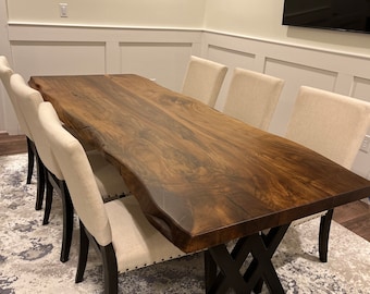 Walnut Wood Table, Rustic Dining Table, Custom Solid Wood Table High Quality, Wood Kitchen Table,