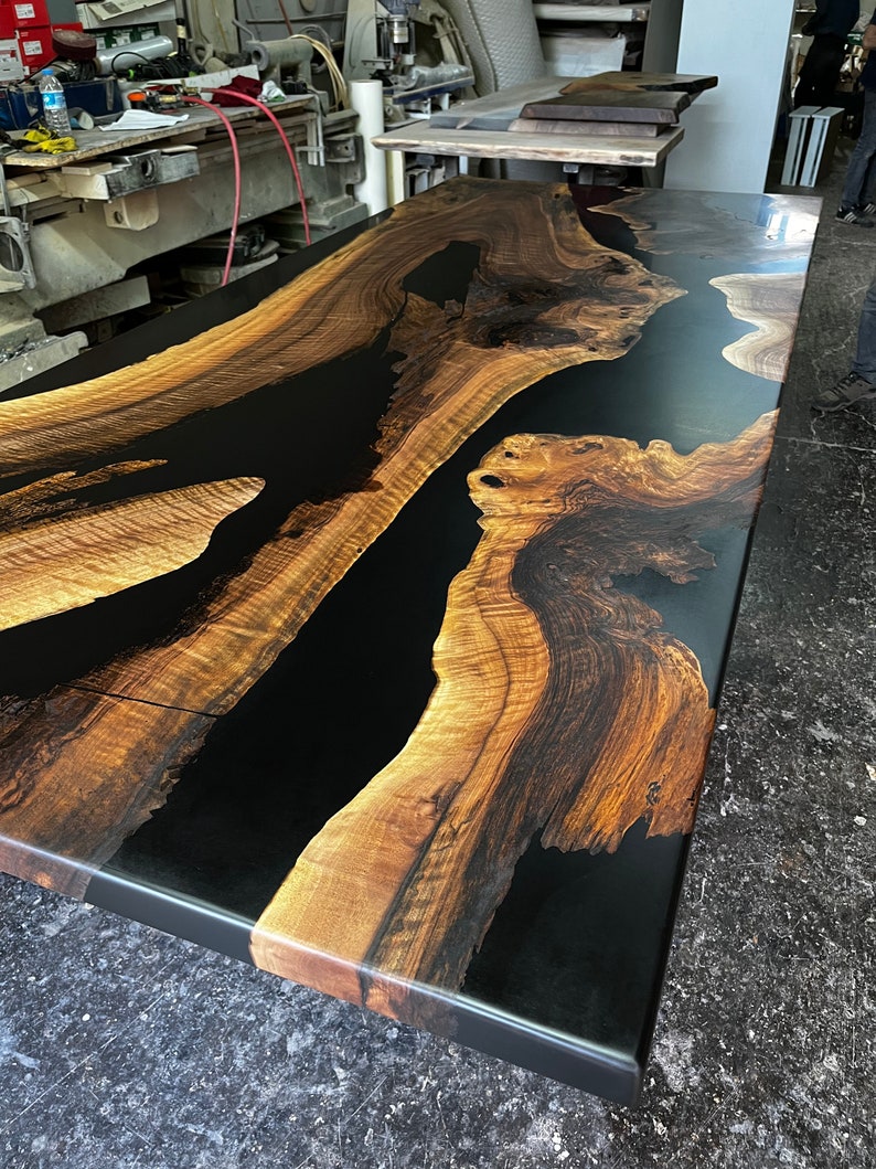 Black Epoxy Dining Table Dining Room Table Epoxy Kitchen - Etsy