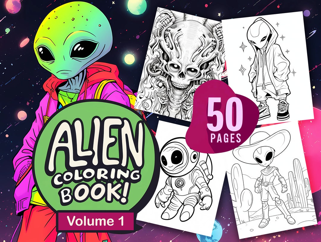Alien Coloring Book Vol 1, 50 Printable Pages, Instant Download, 8.5x11 ...
