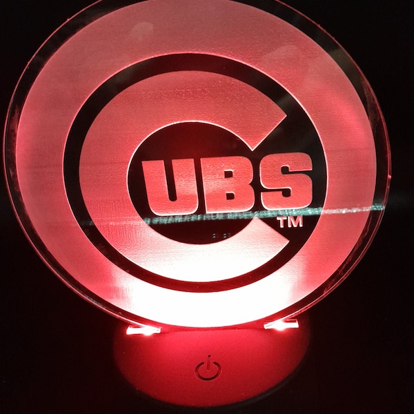 Chicago Cubs Edge Lit Light Sign, Night Light, Desk Lamp