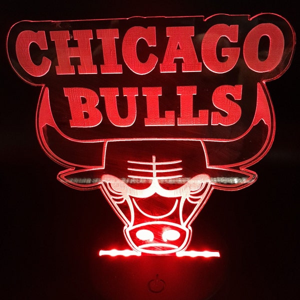 Chicago Bulls Edge Lit Light Sign, Night Light, Desk Lamp