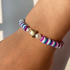 Star Themed Clay Bracelet | Star Charm Bracelet | Handmade Star Clay Bead Bracelet