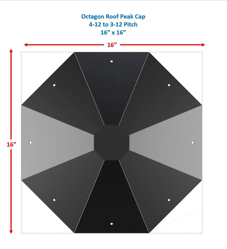 Octagon Grad Cap DIY Weatherproof Octagon Gazebo Roof Peak Cap: Durable Metal Cover (3 ...