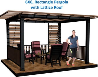DIY 6X6 Rectangle Pergola Brackets Kit | for Outdoor Bliss with Lattice Roof and Lattice Walls | Luxury Outdoor Living | Lumber not included
