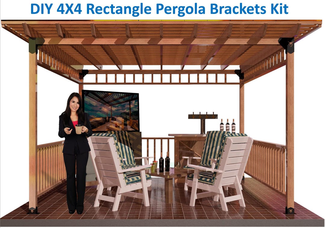 DIY 4x4 Rectangle Pergola Brackets Kit: Modern Patio Cover - Etsy