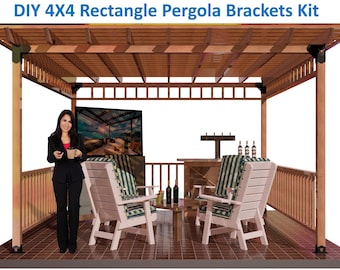DIY 4X4 Rectangle Pergola Brackets Kit | Modern |Easy to Build| Durable and Lasting | Lumber not included