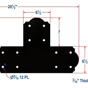 8X8 Structural T-Connection Timber Frame Bracket - 3/16" Thick Steel