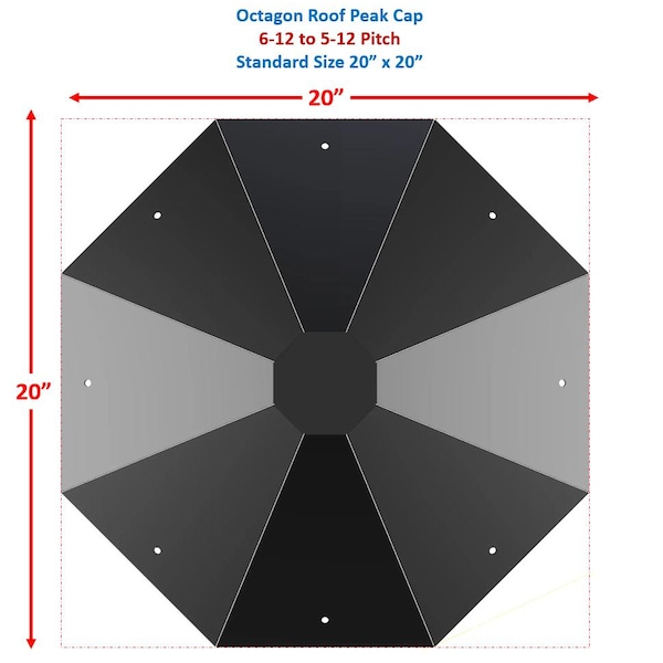 DIY Octagon Gazebo Roof Cap: Weatherproof 5-12 to 6-12 Pitch, 20" x 20"