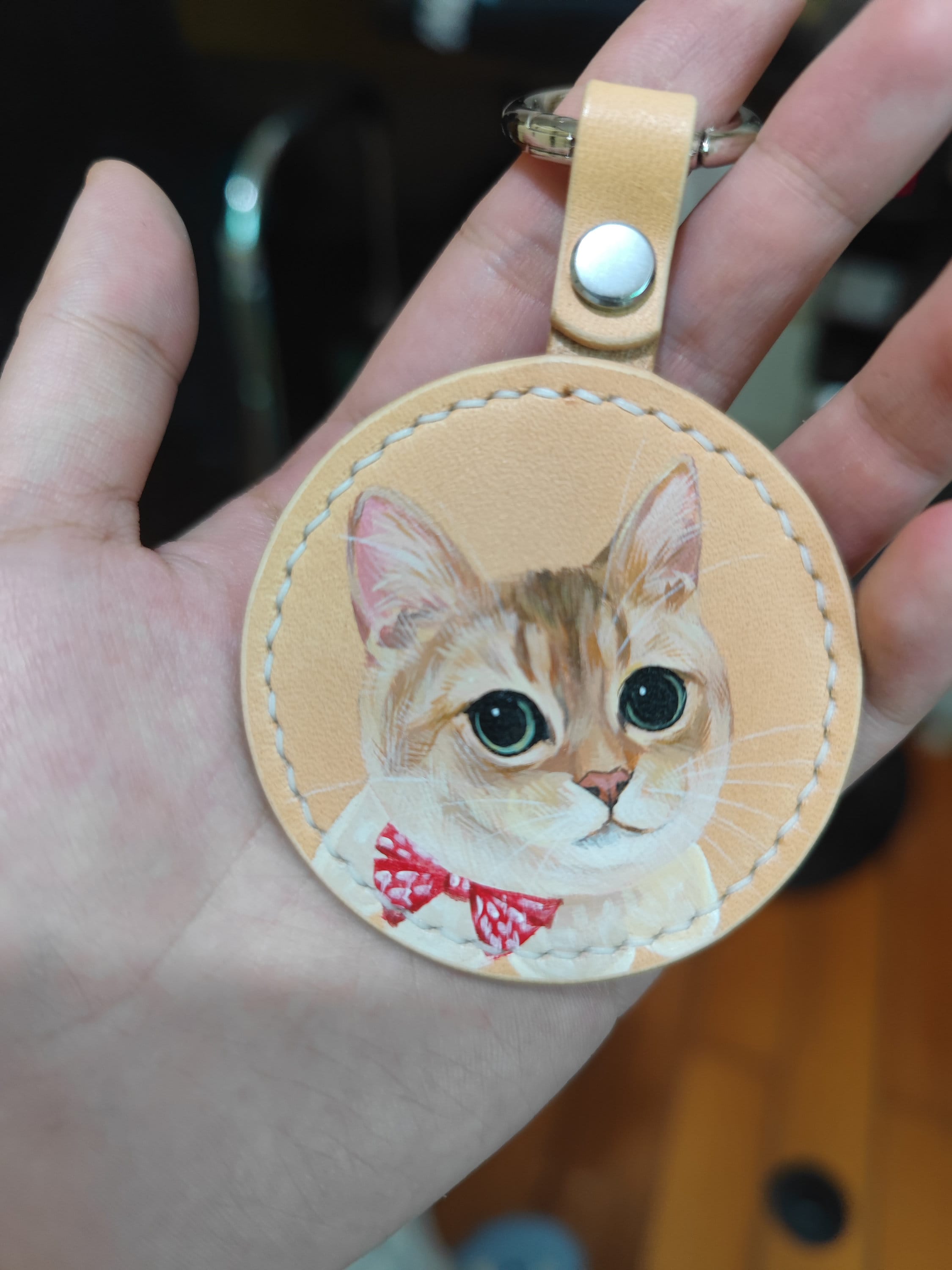 Custom Cat Keychain, Cat Portrait Keychain, Painted Pet Portrait Gift