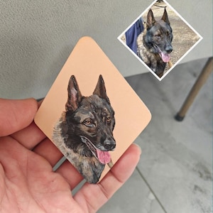Hand-Painted Pet Portrait Leather Bag Charm - Custom Dog Cat Keychain - Diamond Key Chain image 9