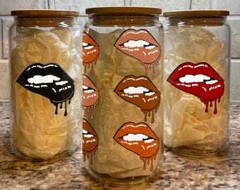 Nude Kiss, Maroon Kiss, Gothic Kiss 16oz Glasses Tumbler