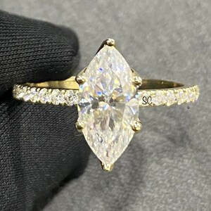 Marquise Cut Diamond Anniversary Ring-Moissanite Wedding Ring For Women-14K Solid Gold Bridal Ring-Art Deco Birthday Gift Ring-Promise Ring