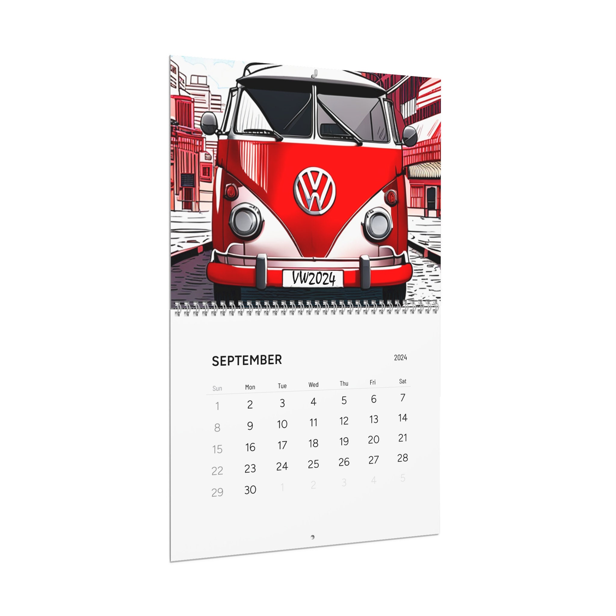 2024 Wall Calendar featuring Volkswagen Beetles and Kombi Designs with