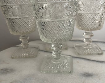Imperial Glass Water/Wine Goblets LEAF pattern