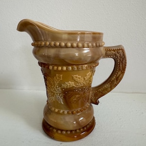 Chocolate Caramel Slag Glass Cream Pitcher