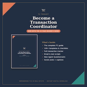 Hoe word je een transactiecoördinator | TC Starter Kit, 100+ sjablonen, checklists, e-mailscripts en tracker | Thuiswerken in de vastgoed