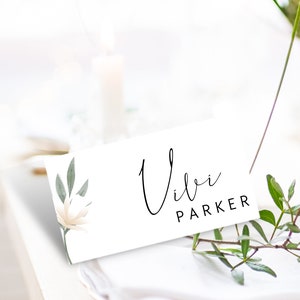 Cartão de casamento elegante, cartão de lugar dobrado, cartões de lugar planos, cartão de assento, cartão de visita para impressão, modelo editável, cartão de mesa de recepção