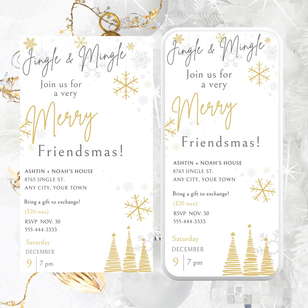 E Template Jingle and Mingle Invitation Friendsmas Party Fun Christmas ...