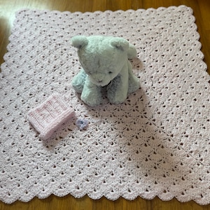 Perfect Pink - Crocheted baby blanket set, hat, and charm set