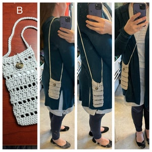 Crocheted Cell Phone Crossbody/Shoulder Bag Variety B - Grey