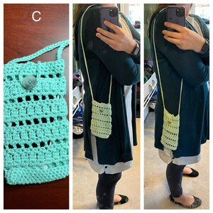 Crocheted Cell Phone Crossbody/Shoulder Bag Variety C - Light Green