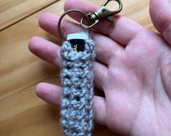 Crocheted Little Cat Chapstick Holder Keychain