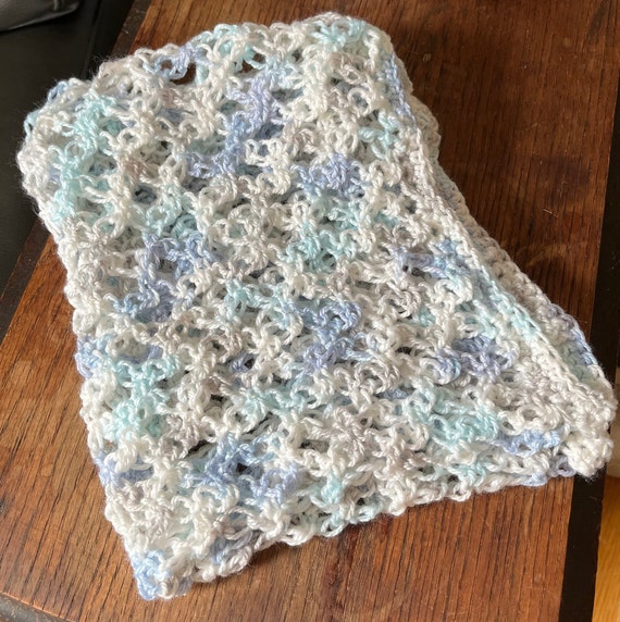 Blue grey Love Knot Crochet Baby Blanket Etsy