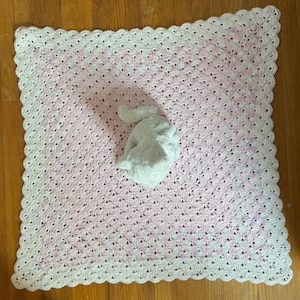 Pink Baby Fade - Crocheted baby blanket, hat, and charm set