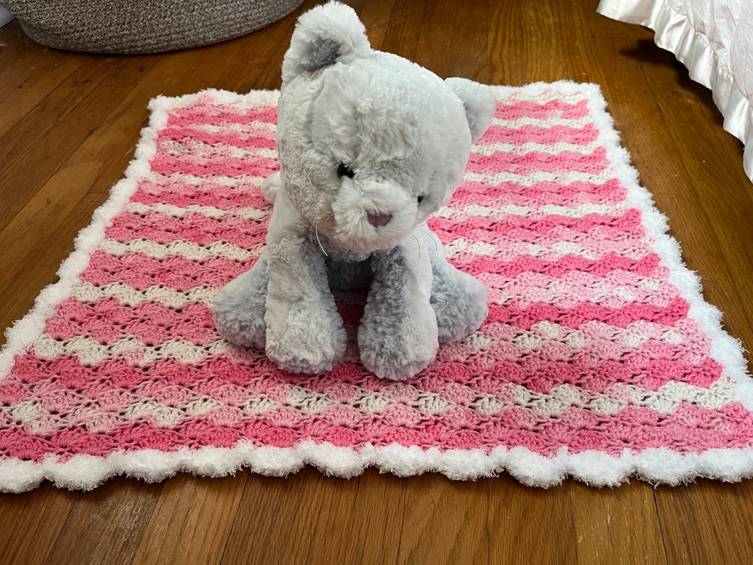 Pink Wave Baby Blanket With Soft White Border Etsy