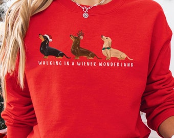 Dachshund Christmas Sweater, Festive Doxie Lover Crewneck