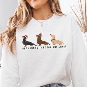 Dachshund Christmas Sweatshirt Matching Doxie Xmas Crewneck Gift for Doxin Lover Sweater Womens Doxin Mom tshirt Funny Weiner Dog Tee Shirt