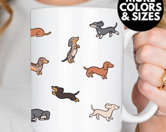 Cute Dachshund Coffee Cup Weiner Dog Lover Mug Gift Doxie Lover Present Sausage Dog Holiday Gift Ceramic Pet Cup Office Decor Doxin Mom Dad