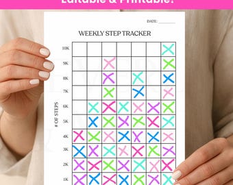 Step Tracker Weekly Journal Page Fitness Planner Walking Goal Log Hot Girl Walk