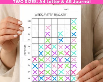 Weekly Step Tracker Printable: Weight Loss, Wellness, Fitness Journal (Digital Download)