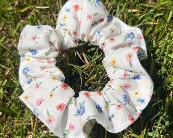Handmade Cotton Scrunchie: Floral Butterfly Hair Tie