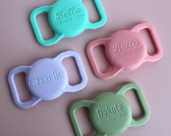 Personalized Silicone Dog AirTag Holder | Pet ID Tag, Phone Number