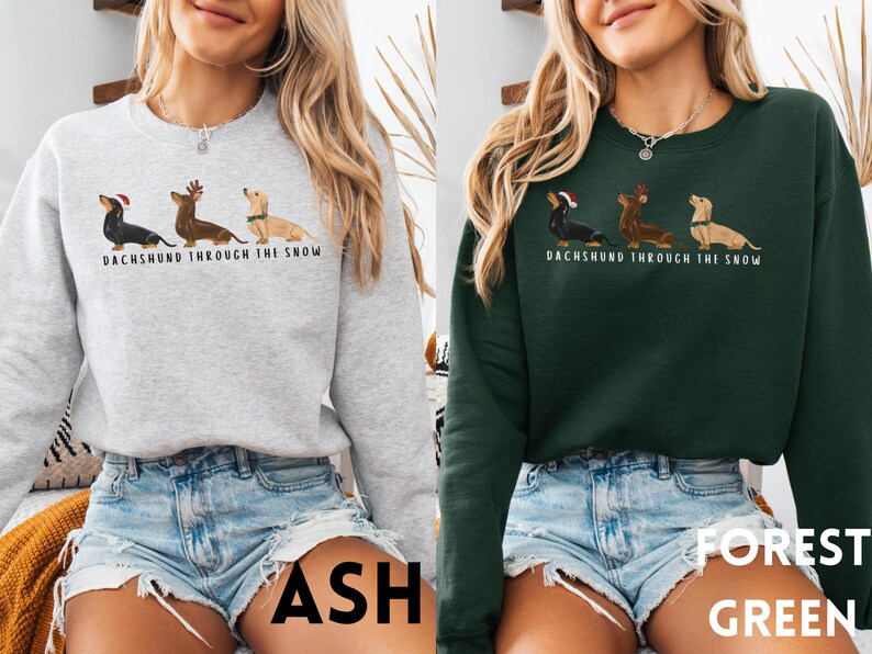 Dachshund Lover Gift for Dachshund Owner Funny Dachshund Crewneck Doxie Mom Sweatshirt Maroon Funny Dachshund Christmas Sweatshirt Doxie Xmas Crewneck Forest Green