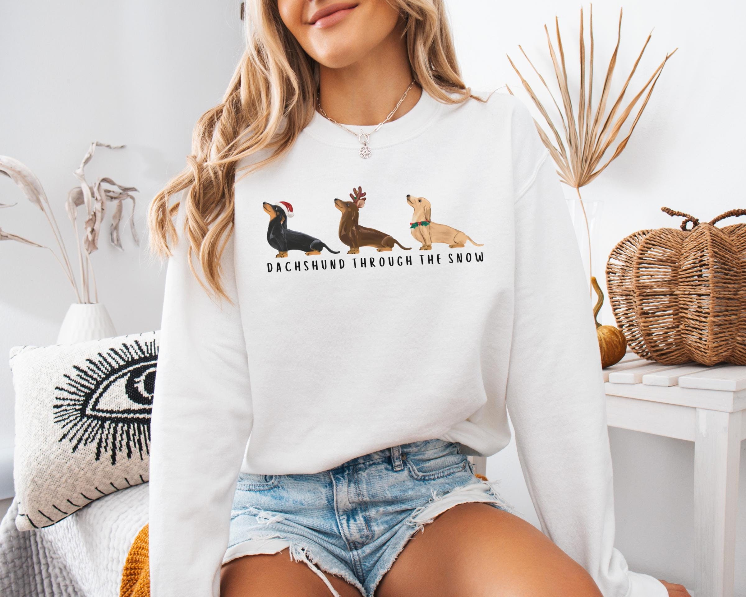 Dachshund Dashing Primark Dachshund Through The Snow Dog Xmas Shirt